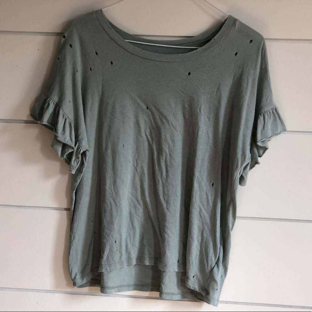 Mintish Green Blouse with Holes